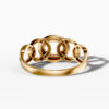 14K Yellow Gold Natural Diamonds Oval Chain Link Ring