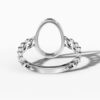14K White Gold Natural Diamonds Open Oval Chain Ring