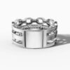 14K White Gold Natural Diamonds Link Statement Ring