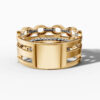 14K Yellow Gold Natural Diamonds Link Statement Ring