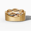 14K Yellow Gold Natural Diamonds Intertwined Wave Ring
