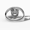 14K White Gold Natural Diamonds Geometric Pavé Statement Ring