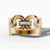 14K Yellow Gold Baguette & Round-Cut Natural Diamonds Double Loop Statement Ring