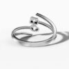 14K White Gold Baguette & Round Natural Diamonds Open Wrap Ring