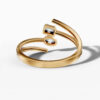 14K Yellow Gold Baguette & Round Natural Diamonds Open Wrap Ring