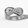 14K White Gold Natural Diamonds Criss-Cross Statement Ring
