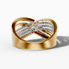 14K Yellow Gold Natural Diamonds Criss-Cross Statement Ring