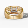 14K Yellow Gold Baguette & Round-Cut Natural Diamonds Bubble Statement Ring