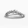 14K White Gold Baguette & Round-Cut Natural Diamonds Nature Inspired Ring