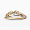 14K Yellow Gold Baguette & Round-Cut Natural Diamonds Nature Inspired Ring