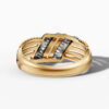 14K Yellow Gold Baguette & Round-Cut Natural Diamonds Bubble Ring
