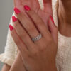 14K White Gold Round-Cut Natural Diamonds Chain Link Ring