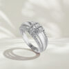 14K White Gold Baguette & Round-Cut Natural Diamonds Bold Statement Ring