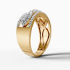 14K Yellow Gold Round-Cut Natural Diamonds Intertwined Statement Ring