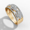 14K Yellow Gold Round-Cut Natural Diamonds Intertwined Statement Ring
