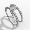 14K White Gold Baguette & Round-Cut Natural Diamonds Minimalist Ring