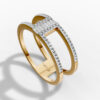 14K Yellow Gold Baguette & Round-Cut Natural Diamonds Minimalist Ring