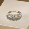 14K Yellow Gold Natural Diamonds Double Row Pear-Shape Ring