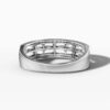 14K White Gold Baguette & Round-Cut Natural Diamonds Geometric Ring