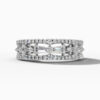 14K White Gold Baguette & Round-Cut Natural Diamonds Geometric Ring