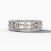 14K Yellow Gold Baguette & Round Natural Diamond Architectural Stackable Ring