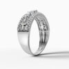 14K White Gold Baguette & Round-Cut Natural Diamonds Geometric Ring