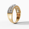 14K Yellow Gold Baguette & Round-Cut Natural Diamonds Geometric Ring