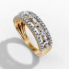 14K Yellow Gold Baguette & Round Natural Diamond Architectural Stackable Ring