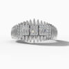 14K White Gold and Natural Baguette Diamond Geometric Statement Ring