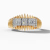 14K Yellow Gold and Natural Baguette Diamond Geometric Statement Ring