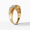 14K Yellow Gold and Natural Baguette Diamond Geometric Statement Ring