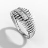 14K White Gold and Natural Baguette Diamond Geometric Statement Ring