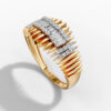 14K Yellow Gold and Natural Baguette Diamond Geometric Statement Ring