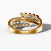14K Yellow Gold and Natural Diamond Leaf Ring