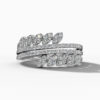 14K White Gold and Natural Diamond Leaf Ring