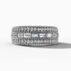 14K White Gold and Natural Diamonds Bubble Ring