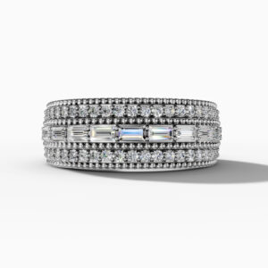 14K White Gold and Natural Diamonds Bubble Ring